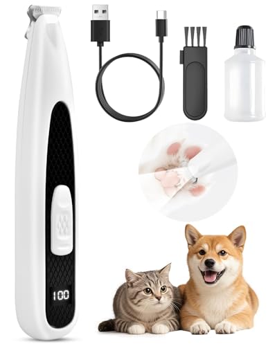 #VerdientProvisionen<br>Pfotentrimmer für Hunde mit LED-Licht,Leise Hundepfoten Wiederaufladbar,Paw Trim Pro,Hundeschermaschine Type-C Wiederaufladbar Schermaschine Hund für Pfoten Augen Ohren Gesicht