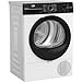 Beko BM3T30230W Wäschetrockner, 10 kg, Frontlader Wärmepumpentrockner, 15 Programme, Sensortrocknung, Säulenfähig, Aquawave Schontrommel, Weiß