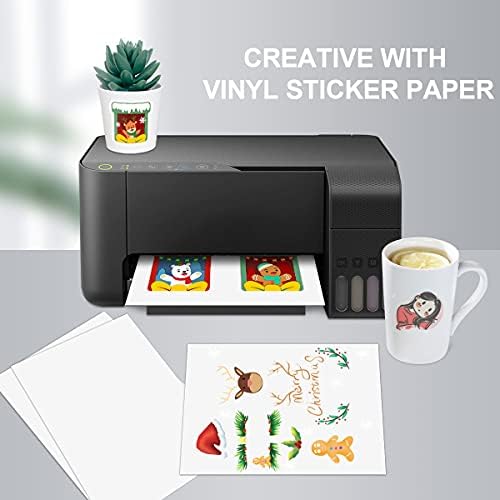 Printable Vinyl for Inkjet Printer and Cricut Maker Vinyl Sticker Paper Blank Self-Adhesive Sticker Waterproof Matte A4 Size Sheet Total 10 Sheets/30 Sheets
