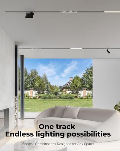 Image of SCON 6-Pack Track Rails, Recessed Magnetic Track Lighting Kit, Easy Install Aluminum Rail System for Flush Mount LED Heads, for Magnetic Lamp Heads for Kitchen, Living Room, Office, Shop (3.3FT)