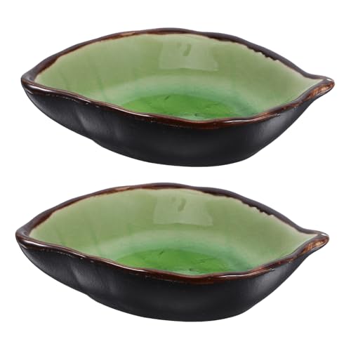 Generic 葉っぱ形スプーンレスト 2個セット ? 多機能調理器具置き キッチン収納 ソース皿兼用 モダン農家風インテリア (ライトグリーン)