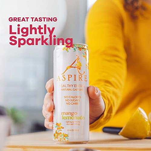 ASPIRE® Healthy Energy, Calorie Burning, Zero Calorie, Zero Sugar Drink Mango Lemonade 12-Pack