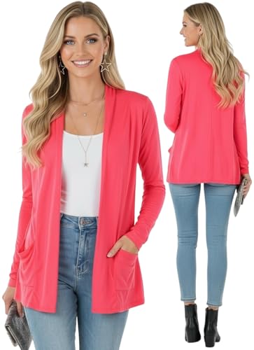 Image of ToBeInStyle Womens Open Front Long Sleeve Lightweight Asymmetrical Draped Cardigan with Side Pockets