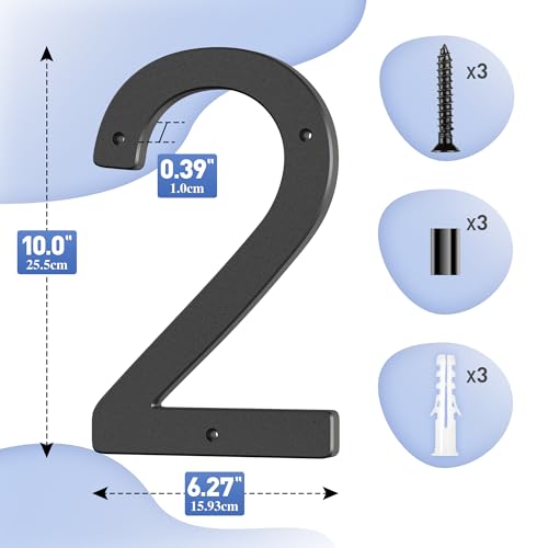 House Numbers Large Door Number 10 inch/25 cm - Modern House Numbers Black Plastic Exterior Front Door Address Numbers 2 - Image 2