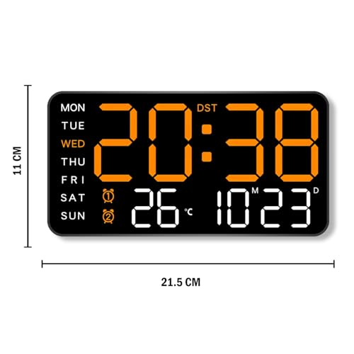 Image of Sehaz Artworks Digital Alarm Clock for Living Room Stylish | Electric Digital Wall Clock for Hall |Table Clock for Home |Alarm Clock for Heavy Sleepers |Alarm Clock for Bedroom |Digital Watch - Orange