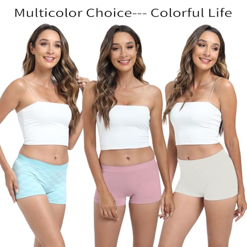 Image of R RUXIA Women's Boyshorts Underwear Seamless Boy Shorts Panties Soft Stretch Boxer Briefs 5 Packs(Regular & Plus Size)