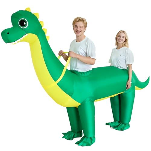 XYJKIDSES Inflatable Dinosaur Costume for Couples Halloween Costumes for Adults Funny 2025 New Inflatable Costume 2-Person Brachiosaurus Costumes Blow Up Costumes for Cosplay Party