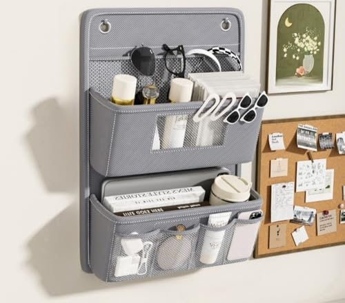 シンプルな家庭用品 ドア/壁掛け 壁掛けオーガナイザー キャンバス 防水吊り下げ収納バッグ キッチン、寝室、浴室、ドア、オフィス用(Gray,Style 01)