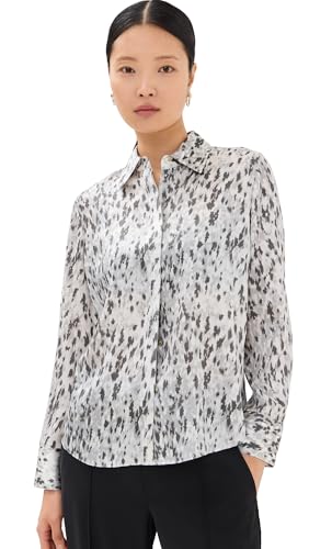 Chemise abstrait onyx slim fit en satin fluide et infroissable pour femme