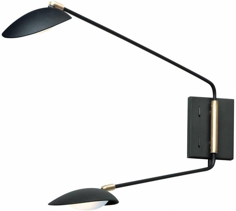 Maxim Lighting Scan 2-Light Wall Sconce | Black/Satin Brass Aluminum Finish | Modern Indoor Light Fixture | Ideal for Hallways, Bedrooms & Bathrooms | Dimmable Damp Rated | 21692BKSBR