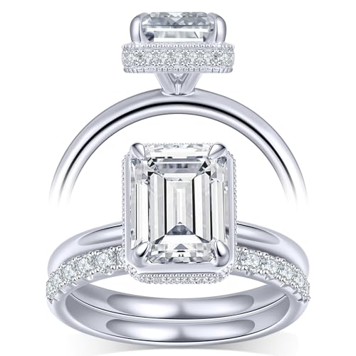 KSTYLE Classic Moissanite Wedding Ring Set for Women 1.35-2.48CTTW | D Color-VVS1 | S925 Sterling Silver Engagement Rings 18K White Gold Plated Moissanite Bridal Rings Sets Promise Rings for Her