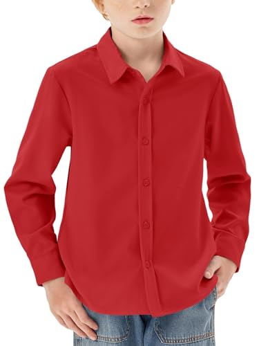 Chemises boutonnées manches longues garçon contre les cols rigides
