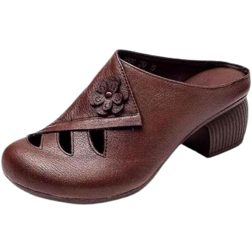 Sandales pour femmes avec talon carré épais et bout baotou à fleur élégante en taille 6.5 UK