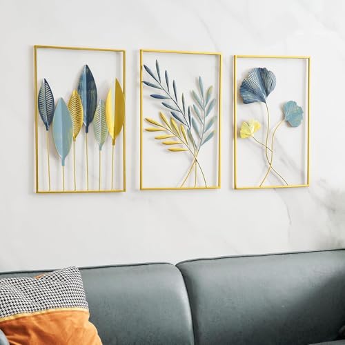 Image of FUNTEREST Handcrafted Metal Wall Decoration|Decorative Wall Hanging Art Decor Leaf Sculpture For Living Room Bedroom Office&Entryway, 49 Cm