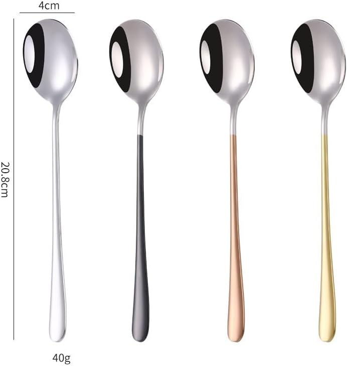 Silverware Flatware Set, 1/4/6/8/10/12 Pcs 316 Stainless Steel Spoon Household Eating Spoon Soup Spoon Stirring Spoon(Black,8Pcs)
