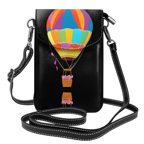 Petit sac en cuir imprimé fleurs sur montgolfière 19,3 x 12,4 cm avec finitions soignées