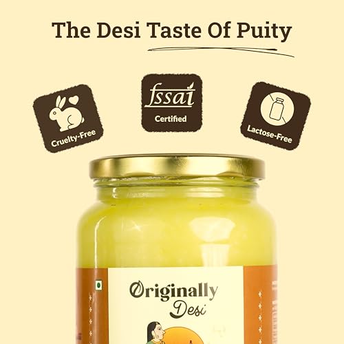 Image of Originally Desi A2 Desi Cow Ghee, 1Ltr| Traditional Bilona Hand-Churned | Cultured Ghee | Cow Milk Ghee | Free Grazed Desi Cows | Pure Desi Cow Ghee | Cow Ghee | Preservatives Free