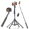 Fugetek 62″ Professional Selfie Stick Tripod, Stable 4 Leg Design, Bluetooth Remote, 100% All Aluminum Stick & Legs, Lightweight, Portable All in One, Compatible with iPhone & Android, Non Skid Feet