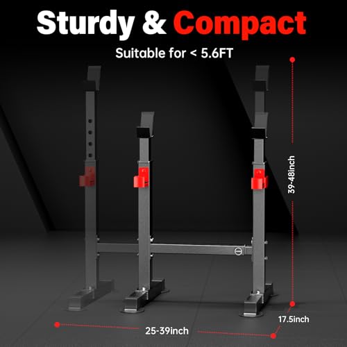 Image of Adjustable Squat Rack, 550LBS Multi-Function Barbell Rack for Weight Lifting and Home Gym Fitness Workout Portable Squat Bench Press - Great for Beginners