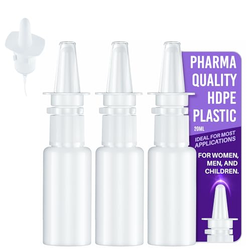 Jully 3-Pack 20ML Unique Mist Nasal Sprayer - Empty Refillable Pump Sprayer for Nose, Medical, Home...