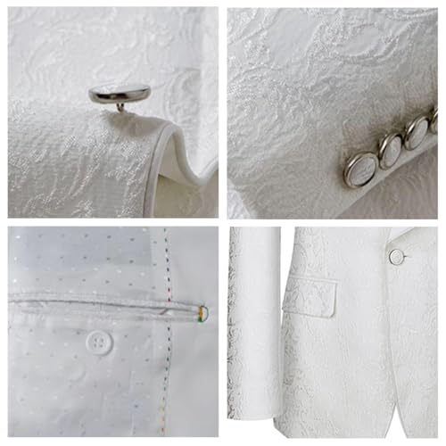 Men's 3 Piece Jacquard Suit Dinner Party Prom Tuxedo Wedding Embroidered Blazer Vest Pants Set4