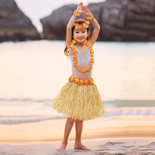 Disfraz de falda hawaiana con flores para niña miniatura 4