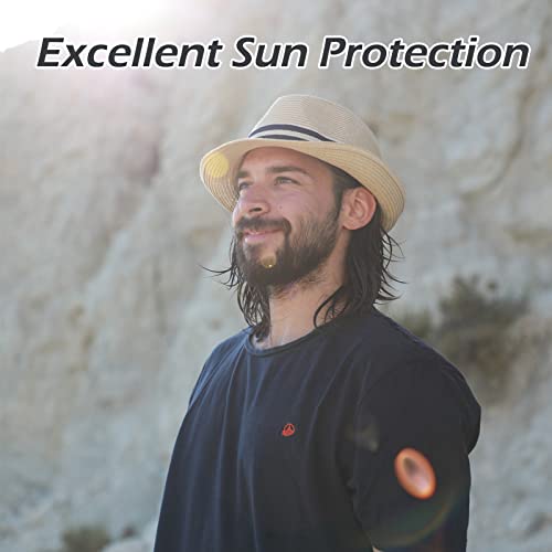 Comhats Summer Fedora Straw Hats For Men Beach Sun Panama Packable Trilby Dress Derby Beige Medium #TOP4