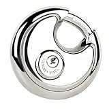 Disc Locks, Heavy Duty Steel Keyed Padlock Disc Storage Locks, Stainless Steel Disc Padlock with Key for Storage Unit, Trailer, Sheds, Garages