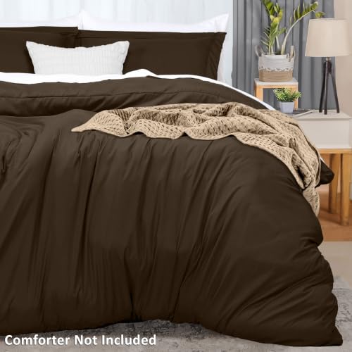 Image of Utopia Bedding Duvet Cover Full Size - 3 Piece with Zipper Closure - 1 Comforter Cover 80X90 Inches & 2 Pillow Shams 20X26 Inches (Brown) Comforter Not Included