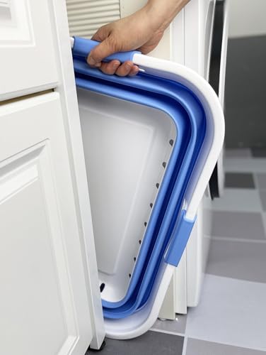 Image of SAMMART 42L (11 gallon) Collapsible Plastic Laundry Basket - Foldable Pop Up Storage Container /Organizer - Space Saving Hamper /Basket (1, White /Little Boy Blue)