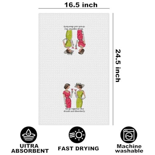 Image of Hanamiya Na Funny Kitchen Towels, Reusable Microfiber Durable Tea Towels for Kitchen Home Bathroom Farmhouse Decor, Funny Waffle Weave Dish Drying Towel, Ladies Gifts for Women Friend Mom, 24x14 Inch