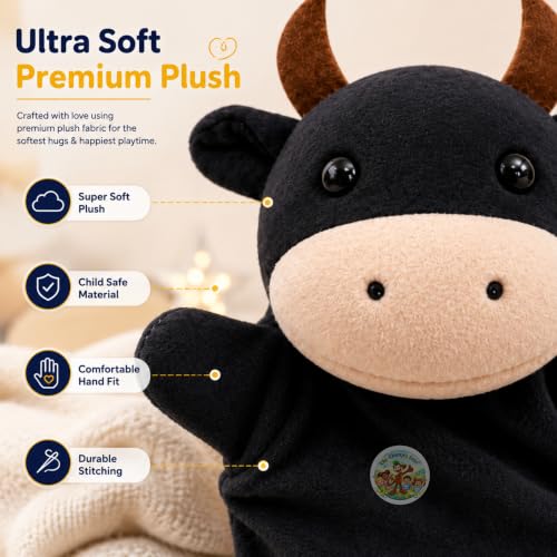 Image of Buffalo Hand Puppet for Kids | Soft Plush Animal Puppet | Educational Storytelling Toy | Interactive Role Play | Preschool Learning | Gift for Boys & Girls