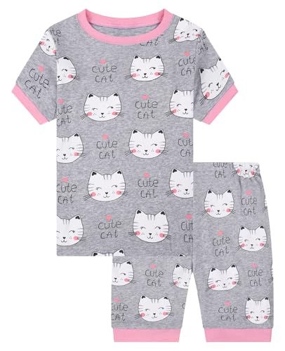 Benaive Girls Pajamas Sets 4 Pieces 100% Cotton Girls Summer Pjs Short Sleeves Kids Sleepwear Size 3T - image 3