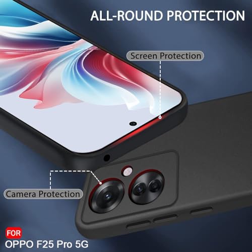 Image of TheGiftKart Sleek Back Cover Case for Oppo F25 Pro 5G | Slim Fit Protective Design | Ultra Matte Finish | Camera Protection Bump | Soft Silicon Back Cover Case for Oppo F25 Pro 5G (Silicone, Black)