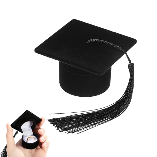 Amosfun Graduation Cap Ring Box, Jewelry Storage Case Creative Black Hat Jewelry Organizer...