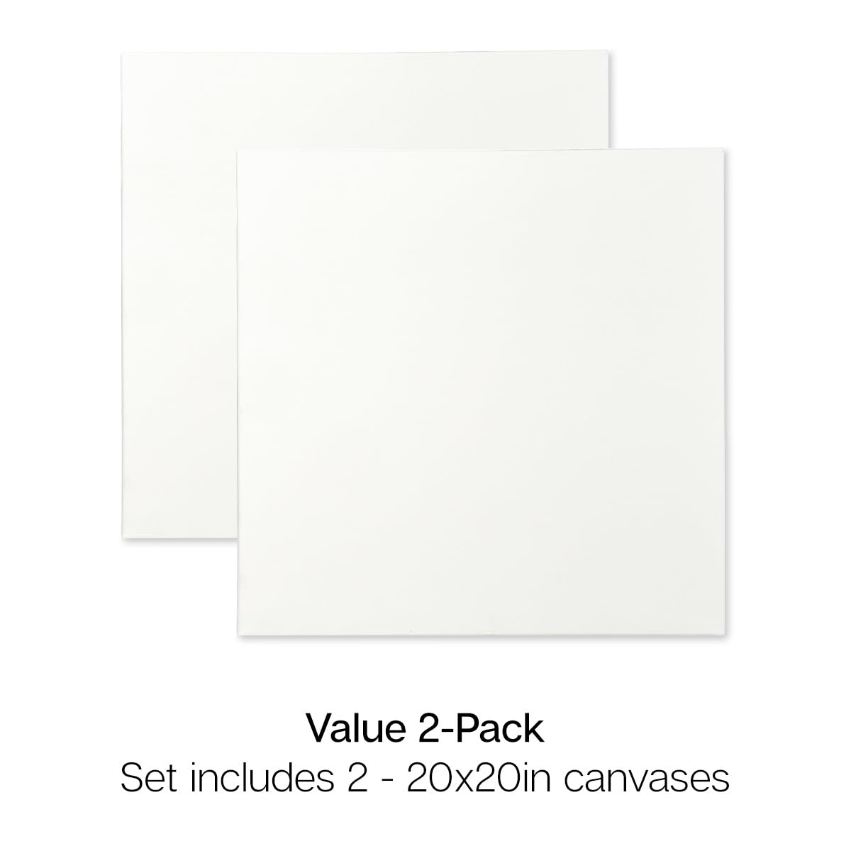 KINGART Lienzo estirado (809-2), 20 x 20 pulgadas, 100% algodón, imprimado con gesso, paquete de 2