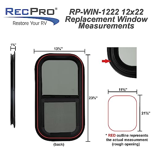 RecPro RV Window | 12"W x 22"H | Teardrop Style | Vertical Sliding | RV Window Replacement | Made in USA - Image 4
