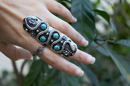 Turquoise Ring Sterling Silver, Boho, December Birthstone, Turquoise Jewelry, Statement Ring Gift Wife Sis Mom, Artisan Ring, Floral Ring #TOP1