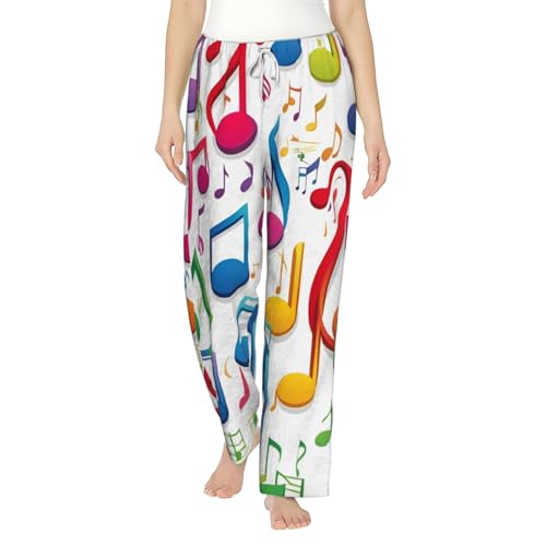 Pantalon de pyjama femme confortable ample et thermique vêtement de nuit imprimé musique