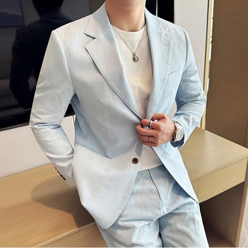 Linen Suit for Men 2 Piece Summer Classic Fit Men's Suit Outfits for Mens Suits3