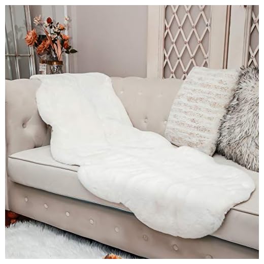 STAOLENE Ultra Soft Faux Rabbit Fur Chair Cover Couch Pad Fuzzy Area Rug Fluffy Bedside Carpet Mat for Bedroom Floor Sofa Living Room Rugs 2 x 6 ft,Creamy-White Fur Rug
