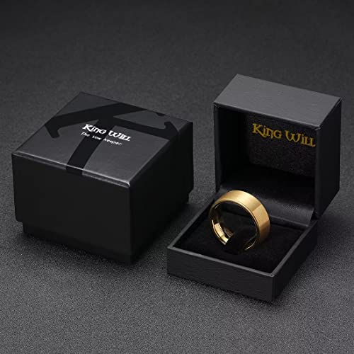 Image of King Will Tungsten Carbide Wedding Band for Men Women-4 /6 /8mm Width 14K Gold Plated Tungsten Wedding Ring Matte Brushed & High Polished Style Comfort Fit Wedding Band Size 6-14