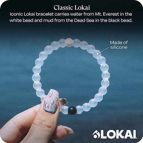 Lokai Classic Beaded Bracelets for Women & Men - Find Your Balance - Clear, Marble Black & White Silicone Stretch Bracelet - Mindfulness, Stress Relief & Mental Wellness Jewelry Inspirational Gift - Image 2