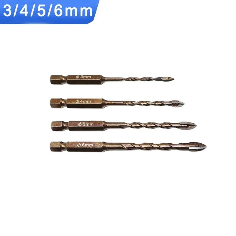 4/5/7/8/10pcs Punta da trapano Piastrelle Cemento Multiuso Parete in ceramica Vetro Cemento Apri foro Pietra Blu Taglierina Chiodo Trapano in metallo 3-12mm(10pcs 6mm)