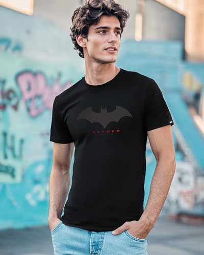 Image of Bewakoof Men's Batman Poster Graphic Print Round Neck Half Sleeve T-Shirt