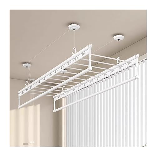 Tendedero eléctrico montado en el techo, colgador de ropa manual con manivela de elevación manual, secadora retráctil de doble poste para balcón, hogar