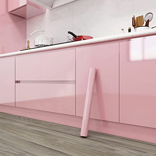 SIA VENDORS Pink Contact Paper Pink Peel and Stick 24 X 60 Inch Wallpaper Waterproof Countertop Contact Paper Wallpaper for Girls Room Dresser Table Kitchen Cabinets