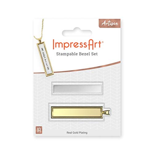 ImpressArt Artisan Bezel Stamping & Engraving Blanks (24K Gold Plated, Rectangle)