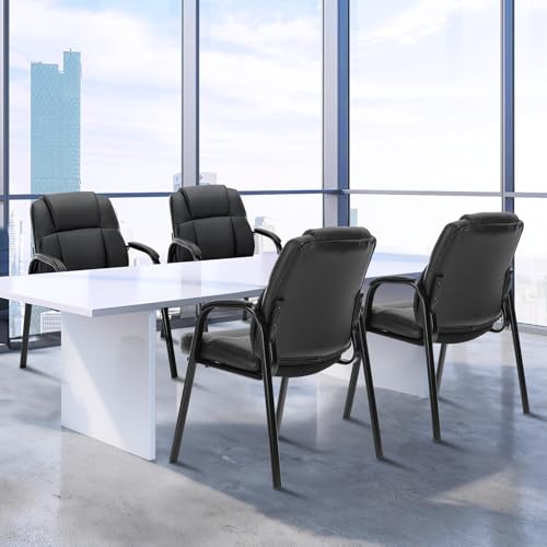 OLIXIS Waiting Room Chairs, Leather Office Desk Reception Guest Stationary Side Chair with Padded Arms for Home Conference Lobby Area Meeting Church Medical Clinic Elderly Student