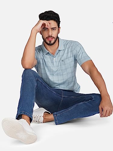 Image of PRORIDERS Half Sleeve 100% Pure Cotton Fabric Collared Regular Fit Men's Polo Checkered Tshirt with Pocket for Casual wear
